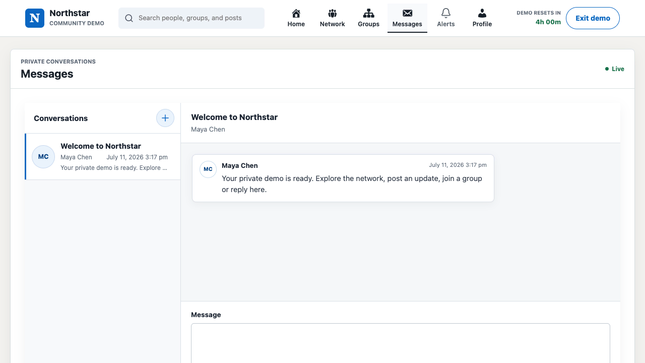 Responsive private message inbox and conversation